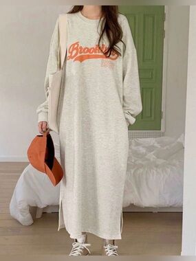 Brooklyn Graphic Sweatshirt Dress - Heather Gray - NWT